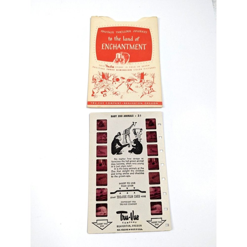 Vintage Tru Vue Tru-Vue Film Card Baby Zoo Animals Nature Cute Kids‎ Z1 3D 3-D